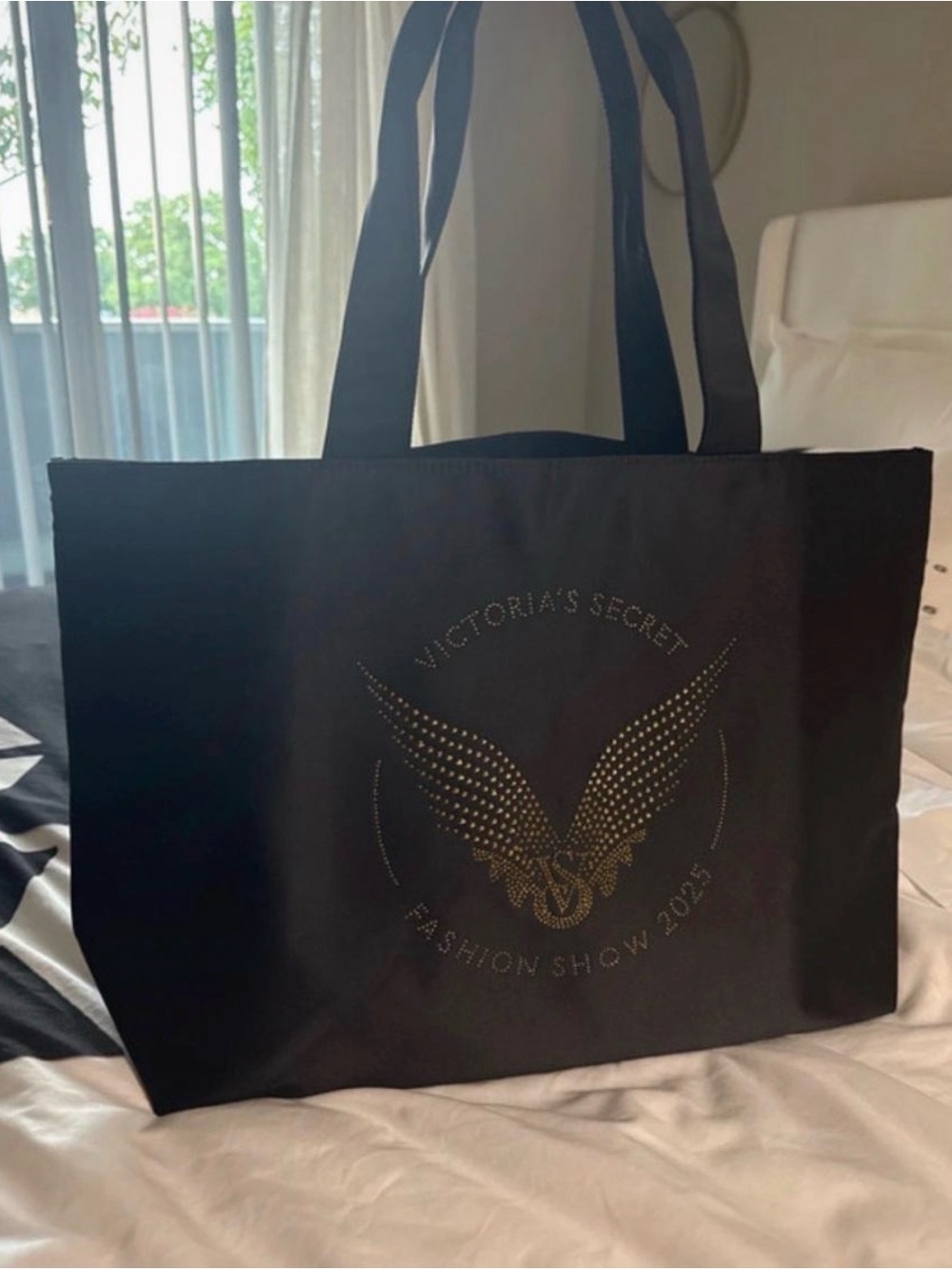 Victoria's Secret Black Tote with Gold Wing Logo